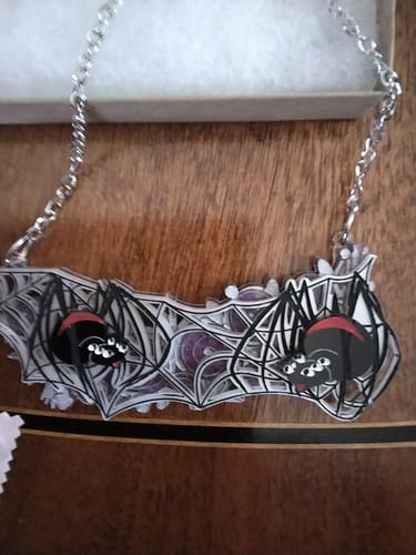Customer photo review of Corpse Bride Black Widow Necklace by Daisy Jean Florals
