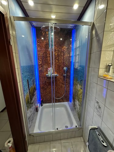 Customer photo review of SONNI Dusche Nischentür Schiebetür mit Rahmen ESG Glastür 100-120cm Höhe 185cm