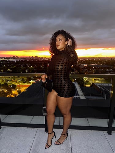 Customer photo review of Burnout Print Turtleneck Romper