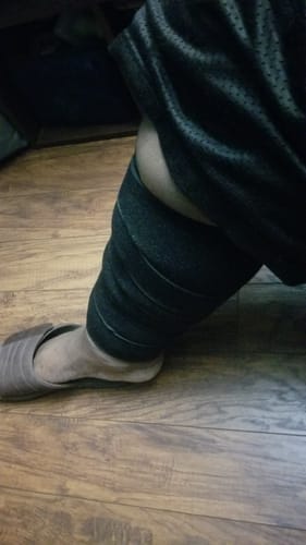 Customer photo review of Beltwell® Adjustable Calf Compression Wrap For Very Swollen Calves (1 wrap)