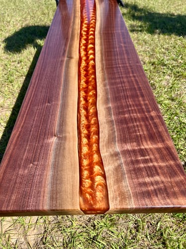 Customer photo review of Bench Legs 103 Haru 16.3" H for Dining Live Edge Tabletop