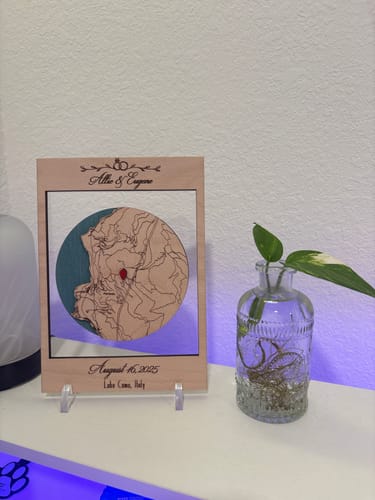 Customer photo review of 3D Wooden Location Map - Wedding Gift for Couple