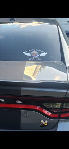 Customer photo review of Custom In Loving Memory Decal with a Photo Inlay and Wings