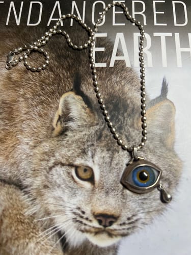 Customer photo review of Crying Blue Silver Eye Pendant