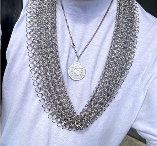 Customer photo review of Chain Maille Necklace Scarf - Hand Crafted Wearable Sensory Support by Kaiko Fidgets