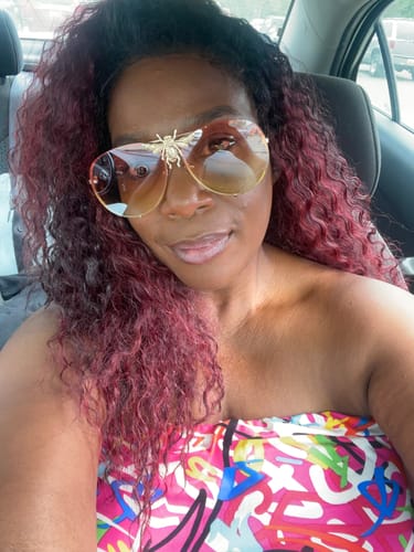 Customer photo review of Outre Perfect Hairline Glueless 13x6 HD Swiss Lace Front Wig - YVETTE
