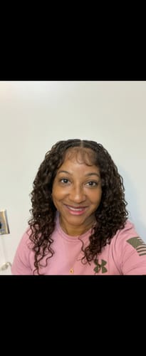 Customer photo review of Kiki - 16" Pre Bleached HD Full Lace Human Hair Curls HD Full Lace Knotless Boho Box Braided Wig