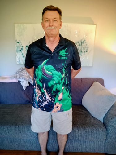 Customer photo review of Maxcorners Bowling Shirt Bull Power Multicolor Options Personalized Name, Team Name Unisex 3D Shirt (4 Colors)