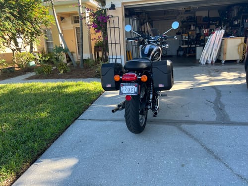 Customer photo review of 20L - Outlaw Quick-Mount Small Triumph Bonneville T120 Leather Wrapped Hard Saddlebags
