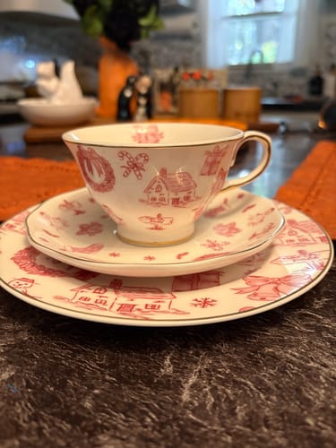 Customer photo review of Christmas Pink Bow Fine Porcelain Tea Cup and Saucer