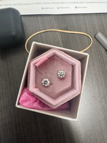 Customer photo review of (1.00ct to 6.00ct) Lab Grown Round Cut Diamond Stud Earrings