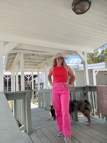 Customer photo review of Construction Pants Saltlake Pink