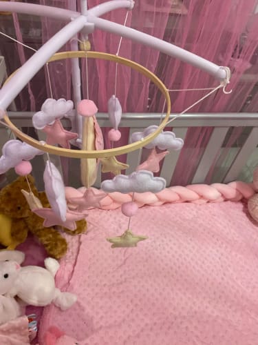 Customer photo review of Baby Wooden Comfort Moon Bear Wind Chime Pendant Crib Mobiles