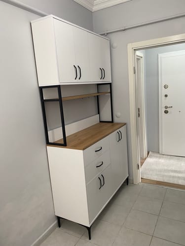 Customer photo review of Rani JE213 Kahve Köşesi Çok Amaçlı Dolap 8 Kapaklı 2 Çekmeceli Raflı Kiler Mutfak Dolabı Beyaz - Sepet Ceviz