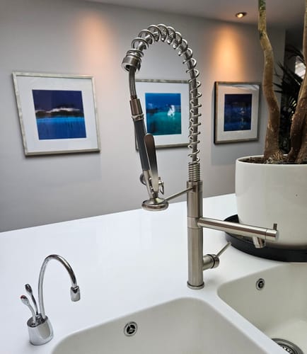 Customer photo review of Klempner Professional Pull Down Spray Dual Handle Swivel Spout Kitchen Faucet