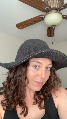 Customer photo review of Packable Sun Hat Ash