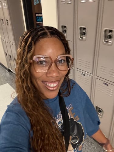 Customer photo review of Essential Choice: 16-36" Human Hair Boho Curls Hand Tied HD Full Lace Knotless Braided Wig