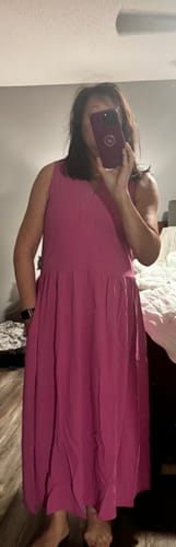 Customer photo review of SSYS Helen Frill Neck Drop Waist Linen Maxi Dress In Orchid *FINAL SALE*