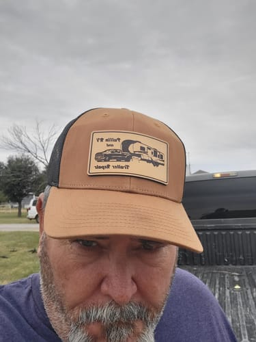 Customer photo review of Custom Leather Patch Hats Richardson 115 Laser Engraved