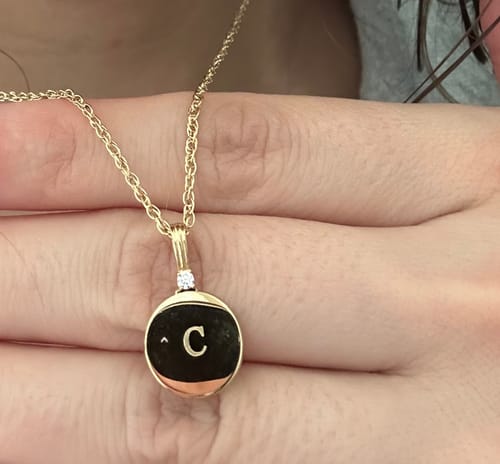 Customer photo review of Engravable Disc with CZ Necklace