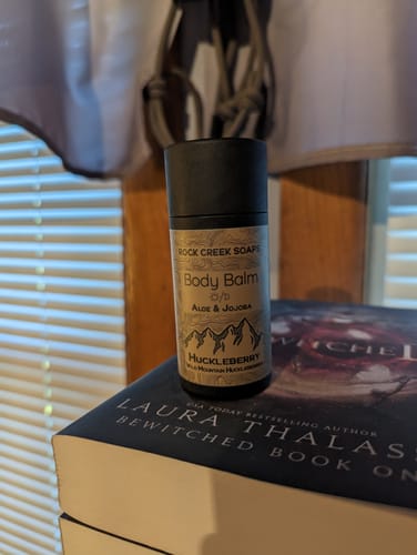 Customer photo review of HUCKLEBERRY BODY BALM | Solid Lotion Bar - Sweet & Juicy Wild Huckleberry