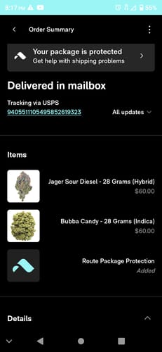 Customer photo review of Shipping Protection by Route