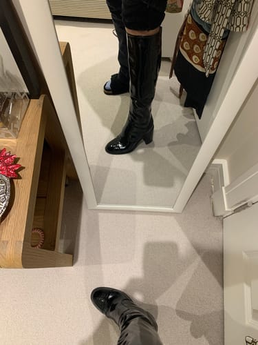 Customer photo review of CC Classic Long Boots Block Heel 90mm Black Patent Leather 465395
