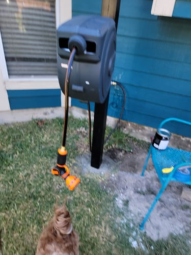 Customer photo review of Retractable Garden Hose Reel-1/2in-100ft