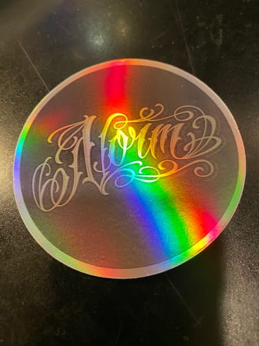 Customer photo review of 100 Custom 3" Holographic Stickers $49