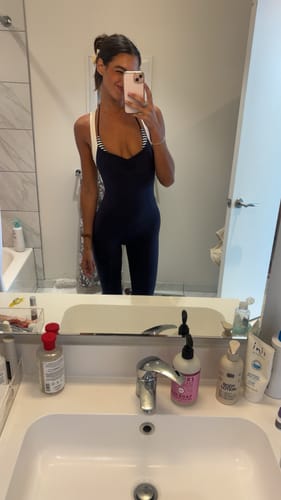 Customer photo review of The Sculpt Onesie / Navy-Cream