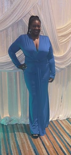 Customer photo review of Niya Front Twist Drape Maxi Dress - Royal Blue