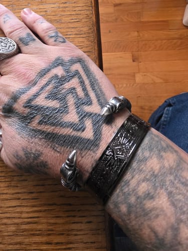 Customer photo review of Brotherhood in Black Bangle – Masonic Copper Bracelet