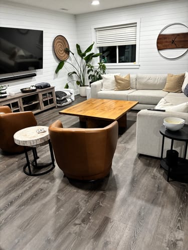 Cindy J. review of Rustic Cross Base Coffee Table image 1 out of 1