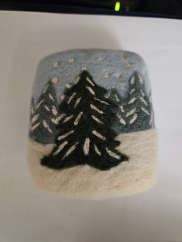 Customer photo review of Snowy Pines Mini Needle Felting Kit