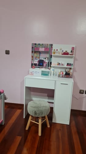 Customer photo review of Τραπέζι Μπουντουάρ Μακιγιάζ Tουαλέτας Κρεβατοκάμαρας 80εκ Καθρέφτης με Φωτισμό LED Ρυθμιζόμενο με Πρίζα και USB Θύρες RD-T138W01