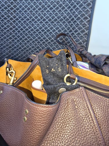 Customer photo review of Hugging Cat Zipper Pouch — Handmade Bag Charm