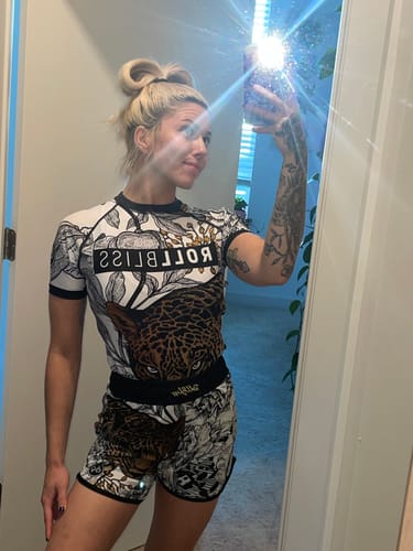 Customer photo review of Jaguar & Peonies BJJ Rashguard