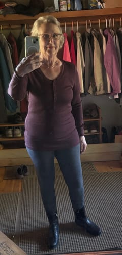 Customer photo review of Reese Ribbed Henley - Chocolate Fig