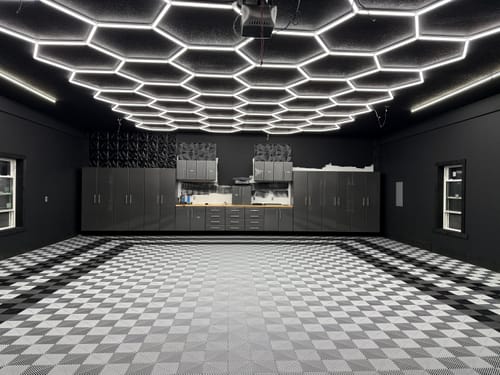 Customer photo review of Dimmable Hexagon Garage Lights