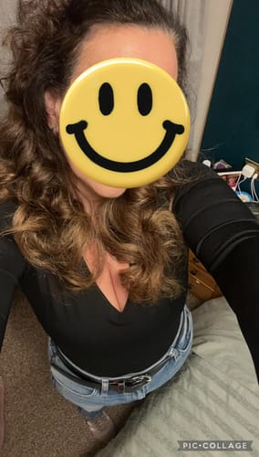 Customer photo review of Long Sleeve Plunge Neck 'Grace' Bodysuit - Black