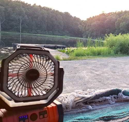 Customer photo review of Portable Outdoor Camping Fan 20,000mAh LED Light & Solar Charging