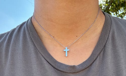 Customer photo review of Minimal Cross Pendant