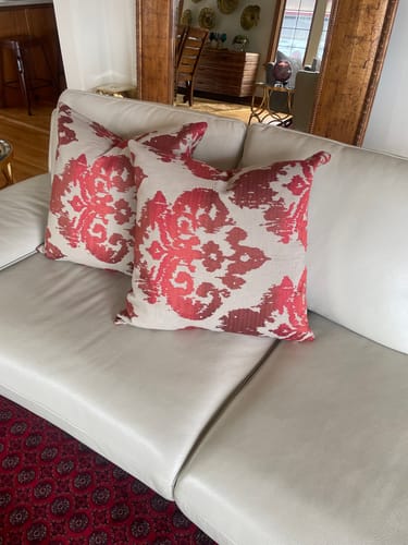 Customer photo review of Red and Tan Zigs Pillow Cover