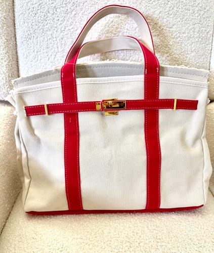 Customer photo review of Boatkin Custom Canvas Contrast Red Trim Tote Bag