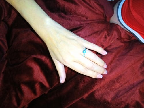 Customer photo review of Promise Rose Ring - Aquamarine