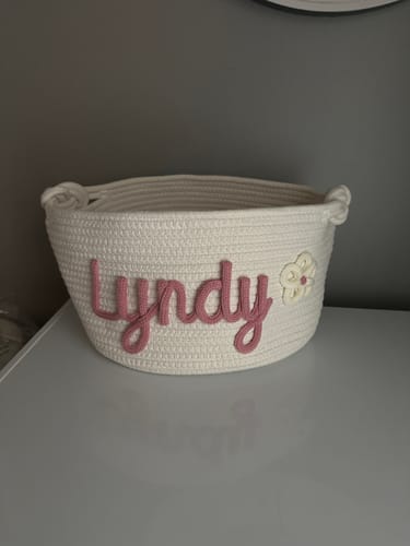Customer photo review of Baby Knits™ Multicolor Personalized Knitted Basket