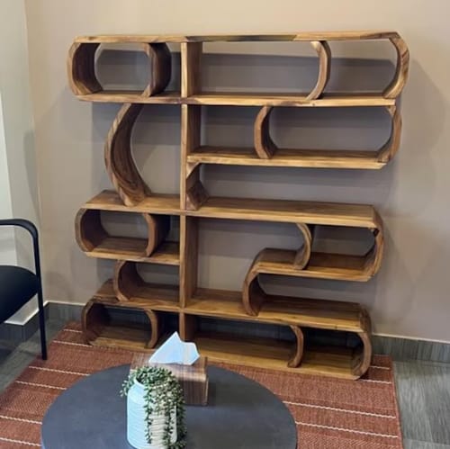 Customer photo review of Modern Sculptural Bookshelf With Symmetrical Curves For Living Room Or Office
