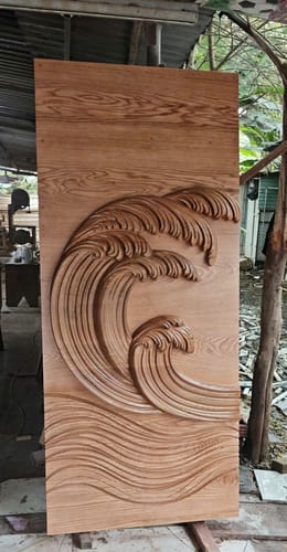 Customer photo review of Coastal Wave Carved Door For Front Entrance And Modern Villa