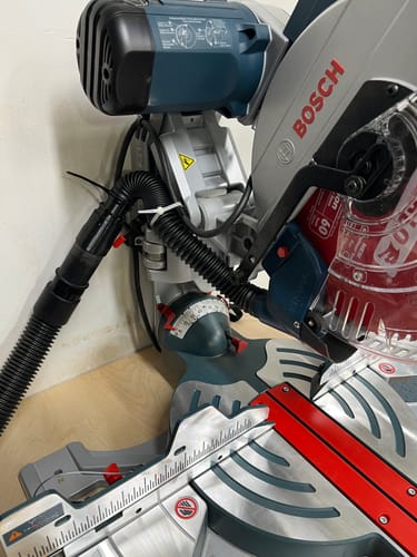 Customer photo review of Bosch Axial Glide Miter Saw Dust Chute (Gen II)