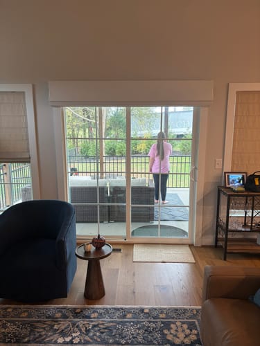Customer photo review of SmartWings Motorized Roman Shades 100% Blackout Iris